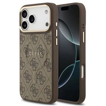 Guess PU Leather 4G Gold Frame MagSafe Zadní Kryt pro iPhone 17 Pro Max Brown (GUHMP17XP4MSEGCW)-0