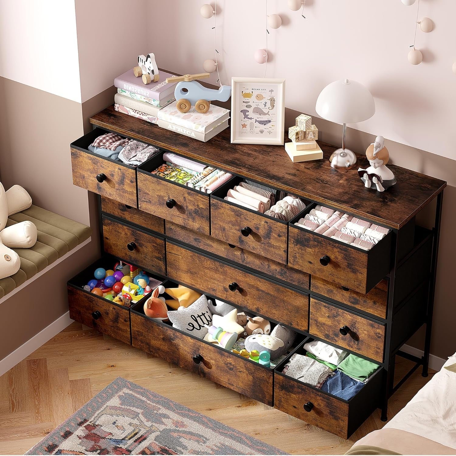 Dresser With 13 Drawers And TV Stand For 55 Inch TV-1