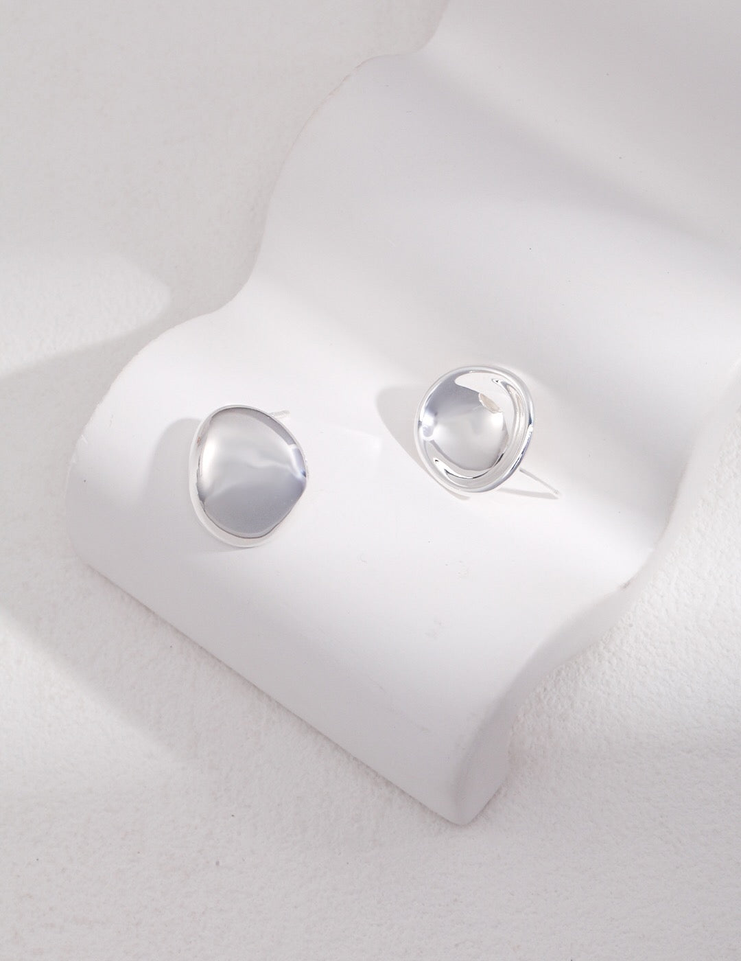 Concave And Convex Style Asymmetrical Stud Earrings-1
