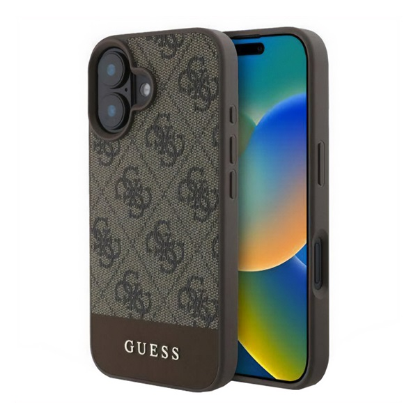 CG MOBILE GUESS 4G STRIPE műanyag telefonvédő (textil hátlap) VILÁGOSBARNA Apple iPhone 16 Plus (GUHCP16MG4GLBR) (GUHCP16MG4GLBR)-0