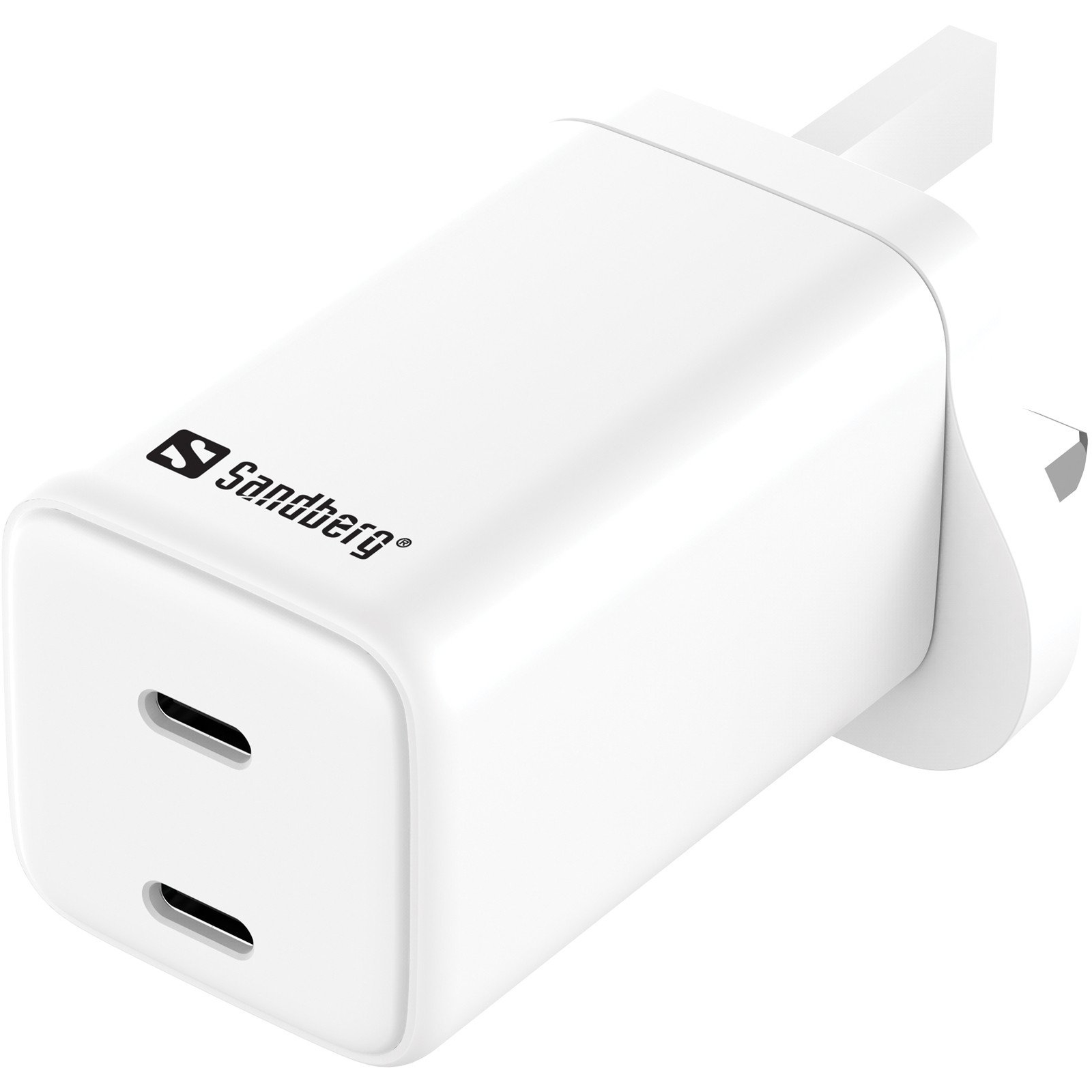 Sandberg 441-62 зарядно за мобилни устройства Ноутбук, Смартфон, Таблет Бяла Променлив ток (AC) На закрито (AC Charger Dual USB-C PD65W UK)-0