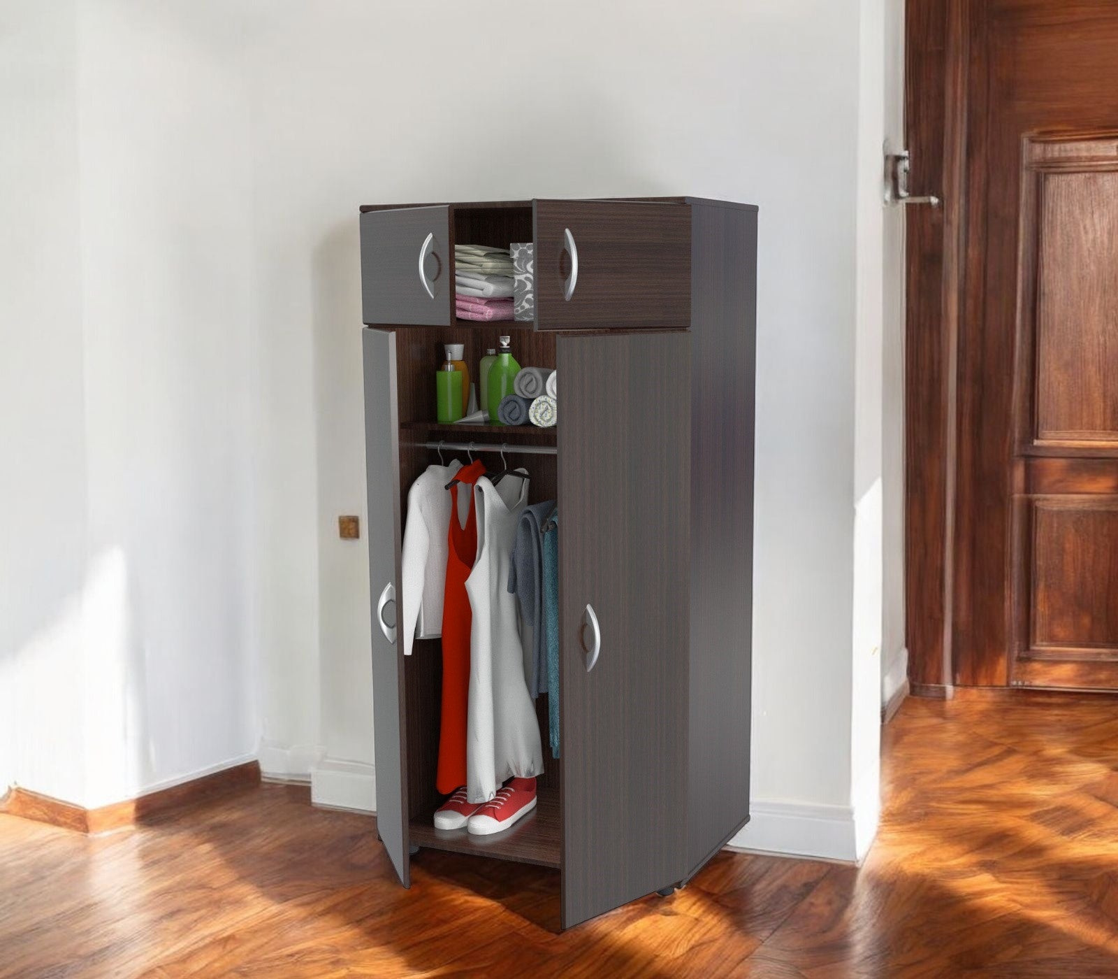 32" Espresso Melamine Mirrored Combo Dresser-1