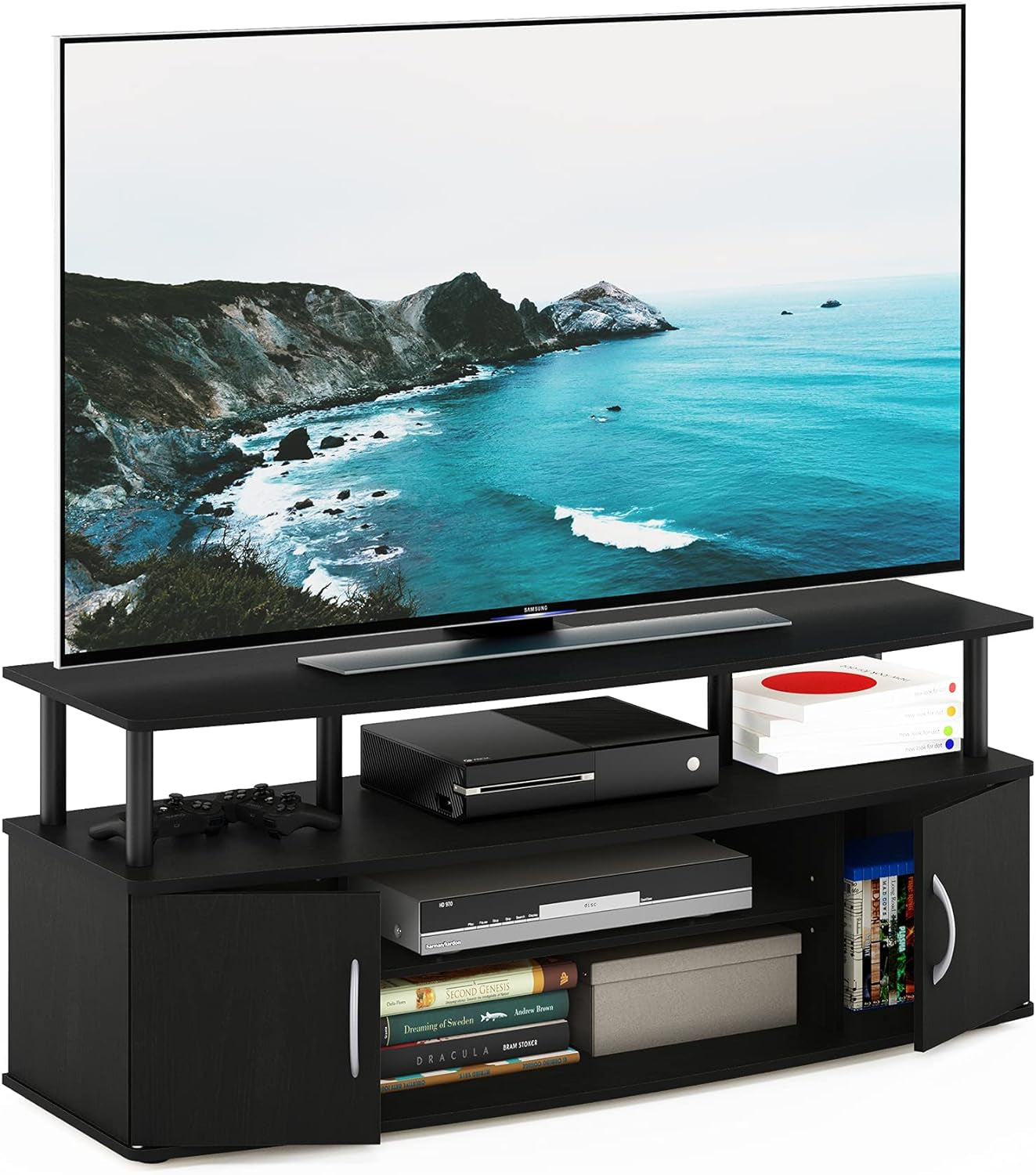 Jaya 55 Inch TV Entertainment Stand Blackwood Wood Cabinet-3