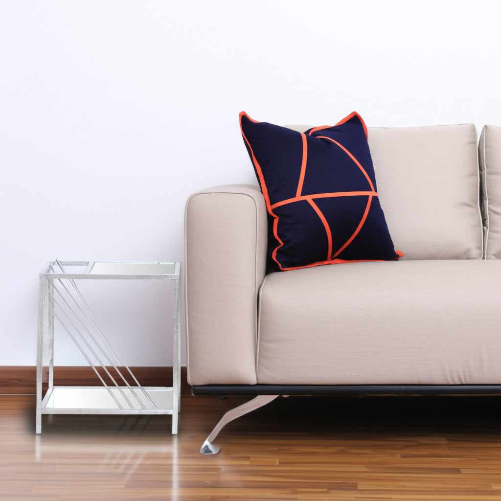 24" Silver Mirrored Glass And Iron End Table With Shelf-4