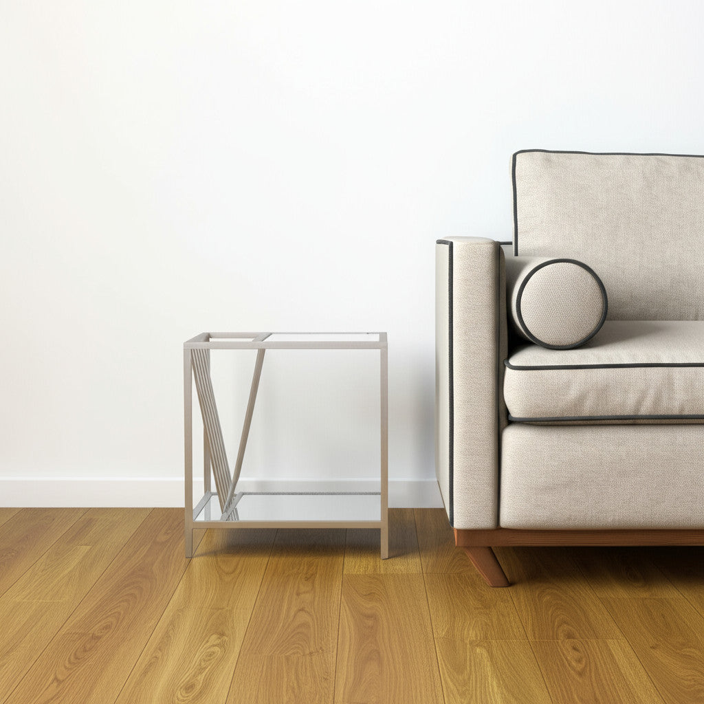 24" Silver Mirrored Glass And Iron End Table With Shelf-3