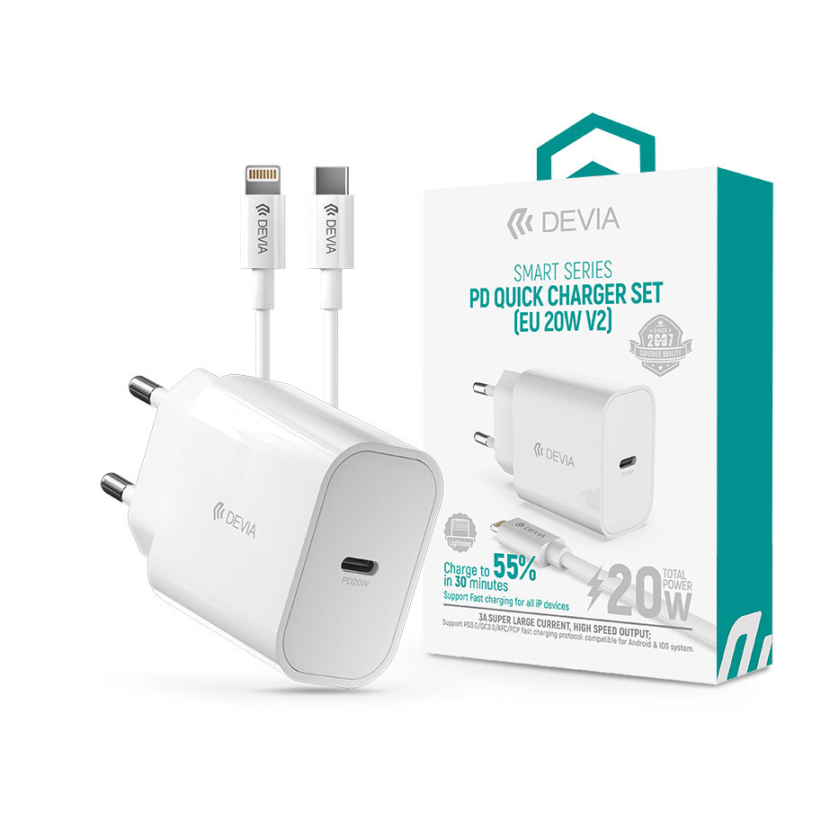 Devia nabíječka do sítě Smart PD 20W 1x USB-C + Lightning kabel - USB-C (ST383847)-0