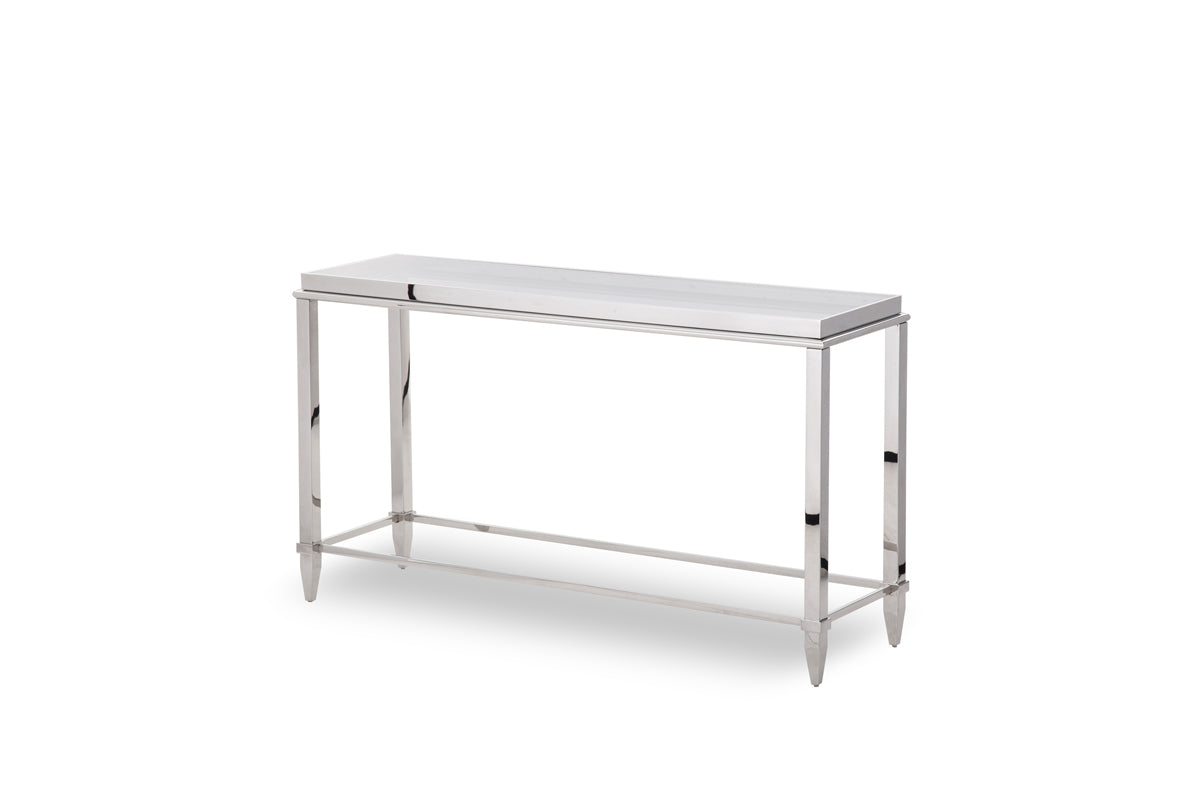 55" Silver Glass Frame Console Table-0