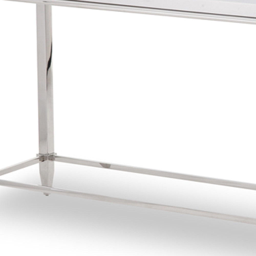 55" Silver Glass Frame Console Table-5