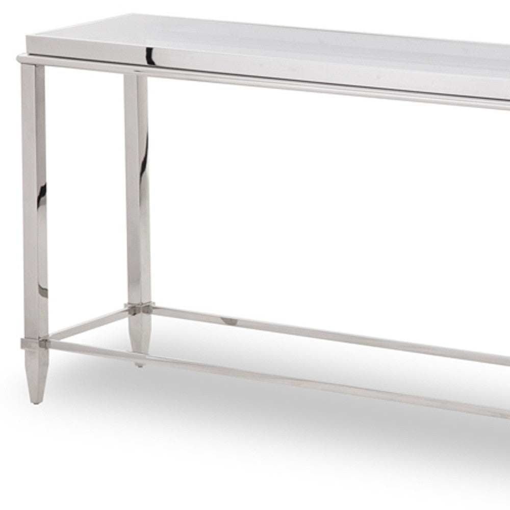 55" Silver Glass Frame Console Table-6