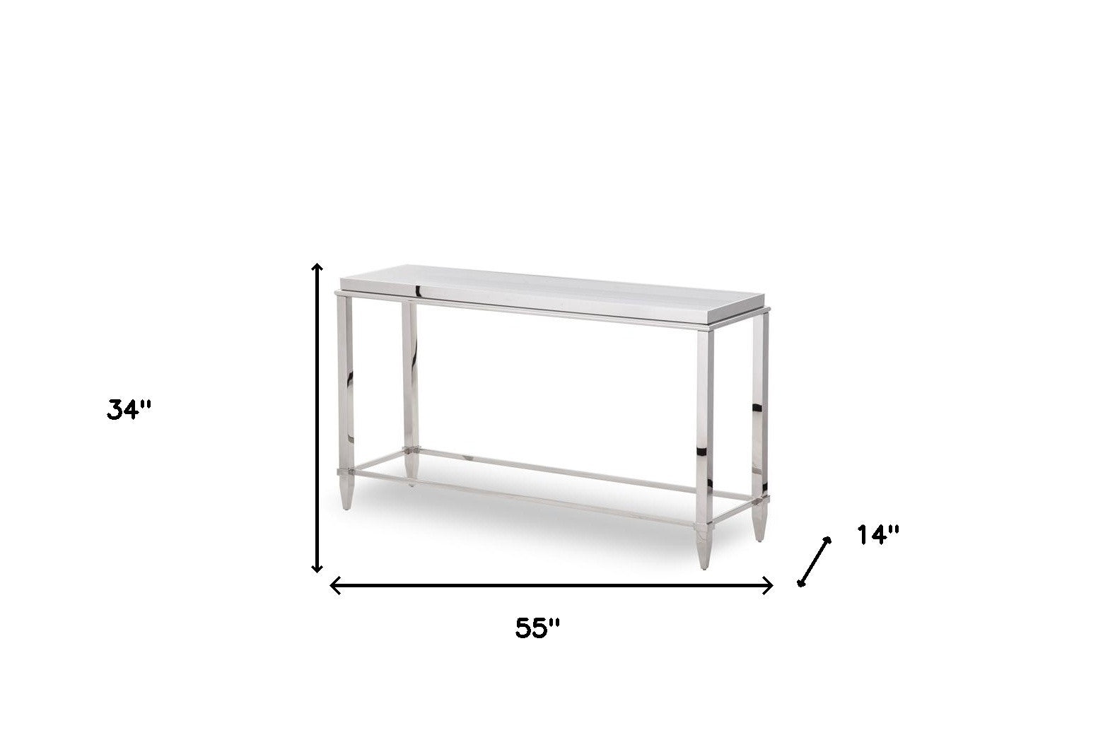 55" Silver Glass Frame Console Table-8