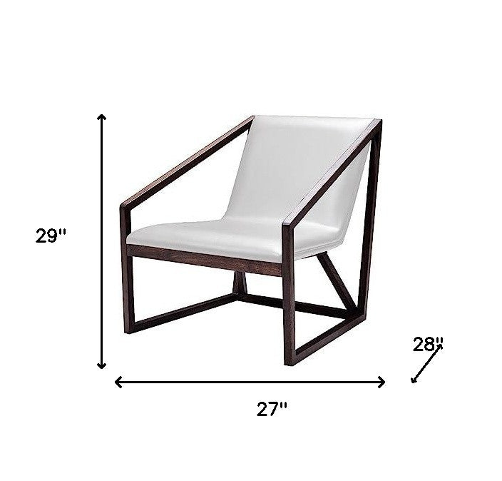 27" Gray And Brown Faux Leather Lounge Chair-5