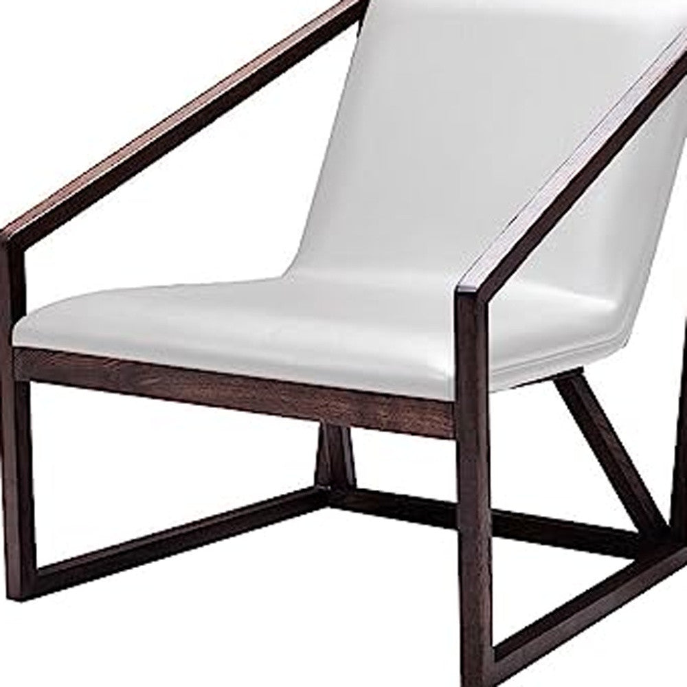 27" Gray And Brown Faux Leather Lounge Chair-4