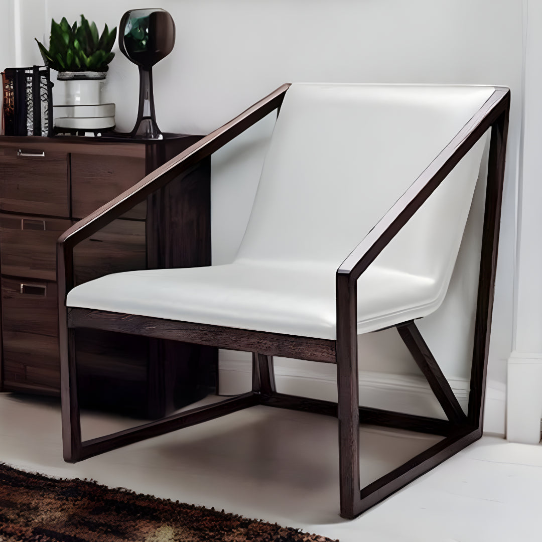 27" Gray And Brown Faux Leather Lounge Chair-1