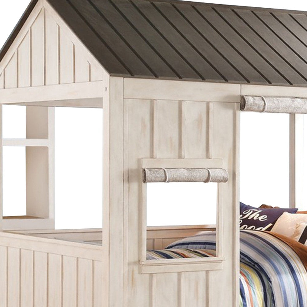 White Solid Wood Full House Bed-3