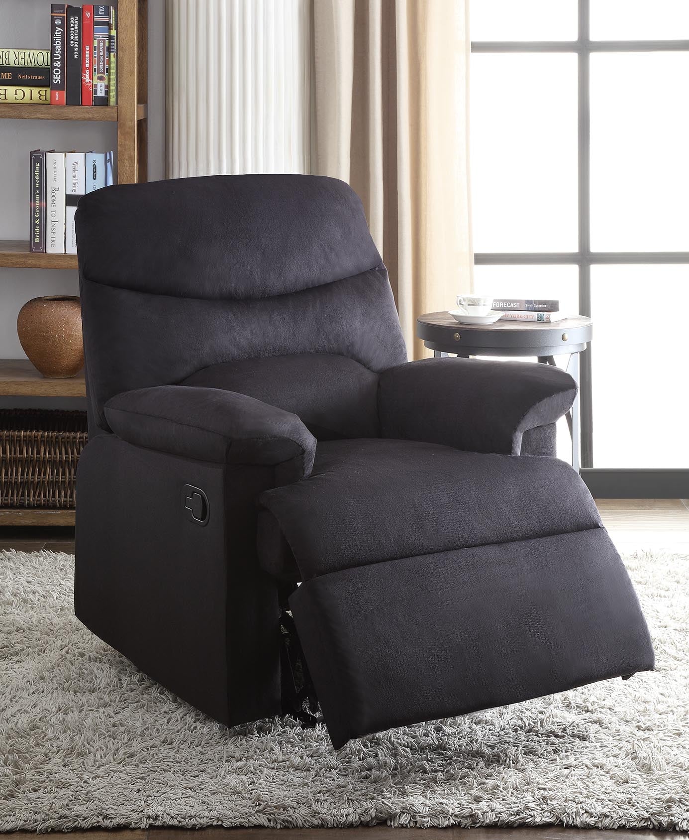 35" Black Microfiber Manual Recliner-4
