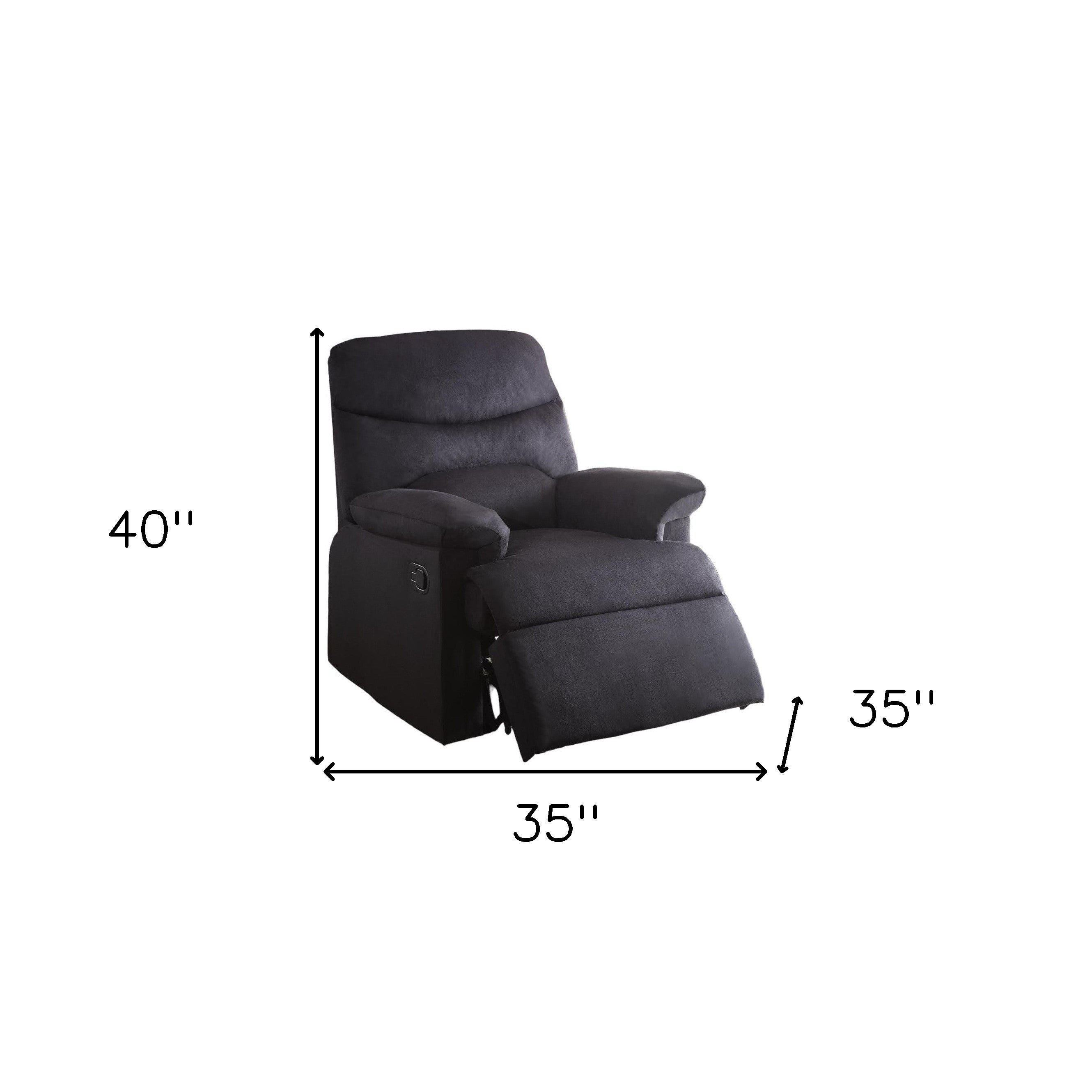 35" Black Microfiber Manual Recliner-5