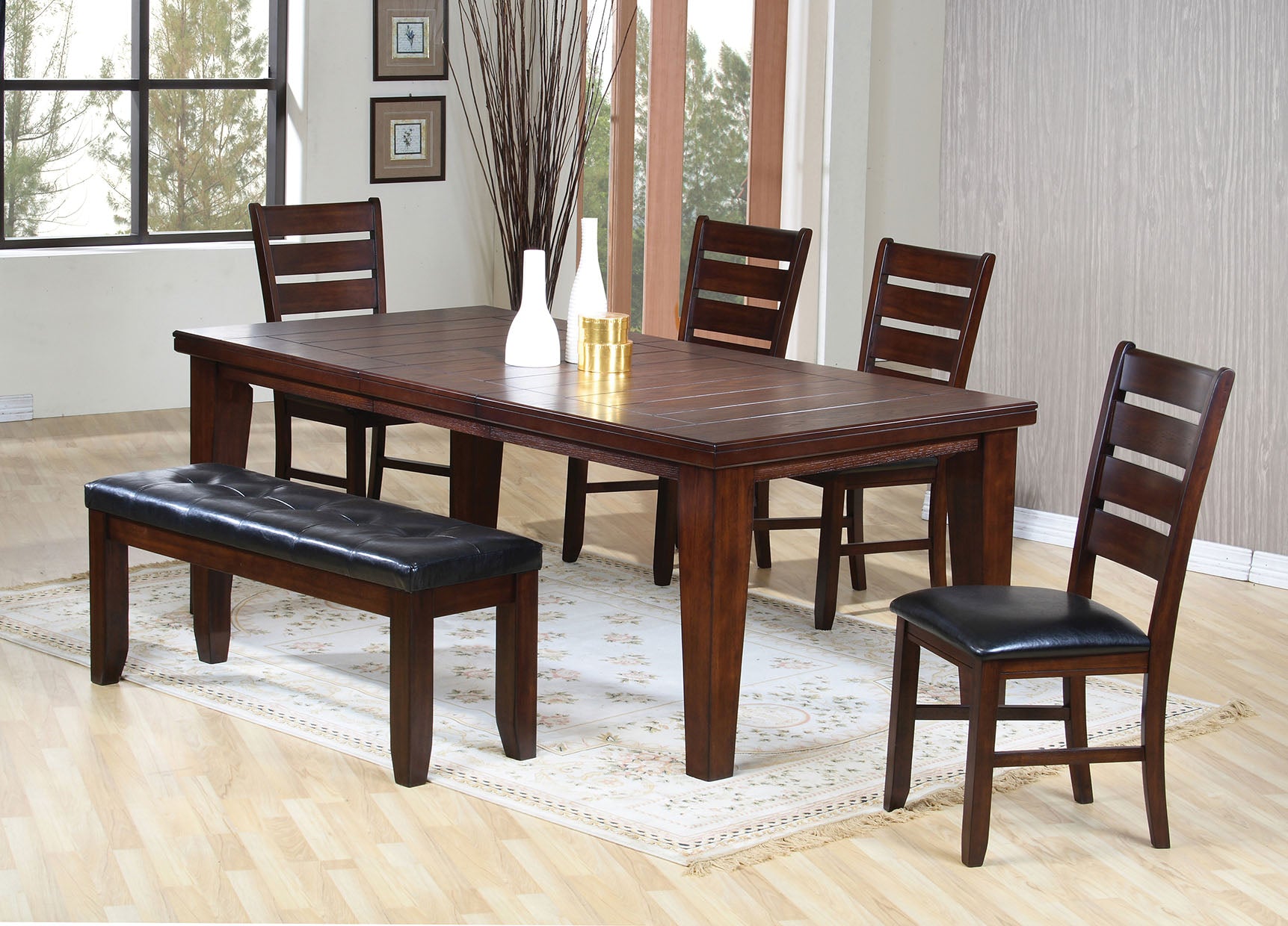 48" Dark Brown Solid Manufactured Wood Dining Table-3