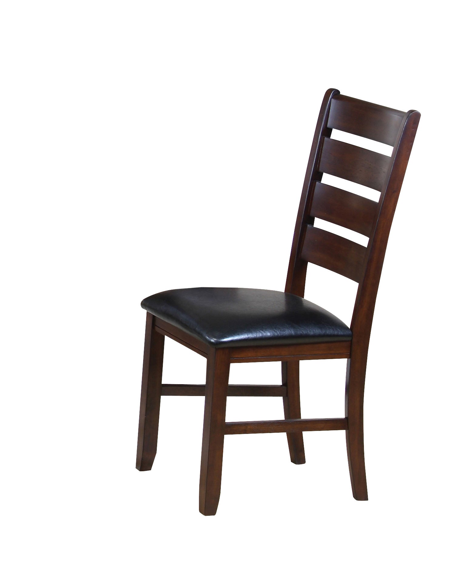 Set of Two Black And Dark Brown Upholstered Faux Leather Slat Back Dining Side Chairs-1