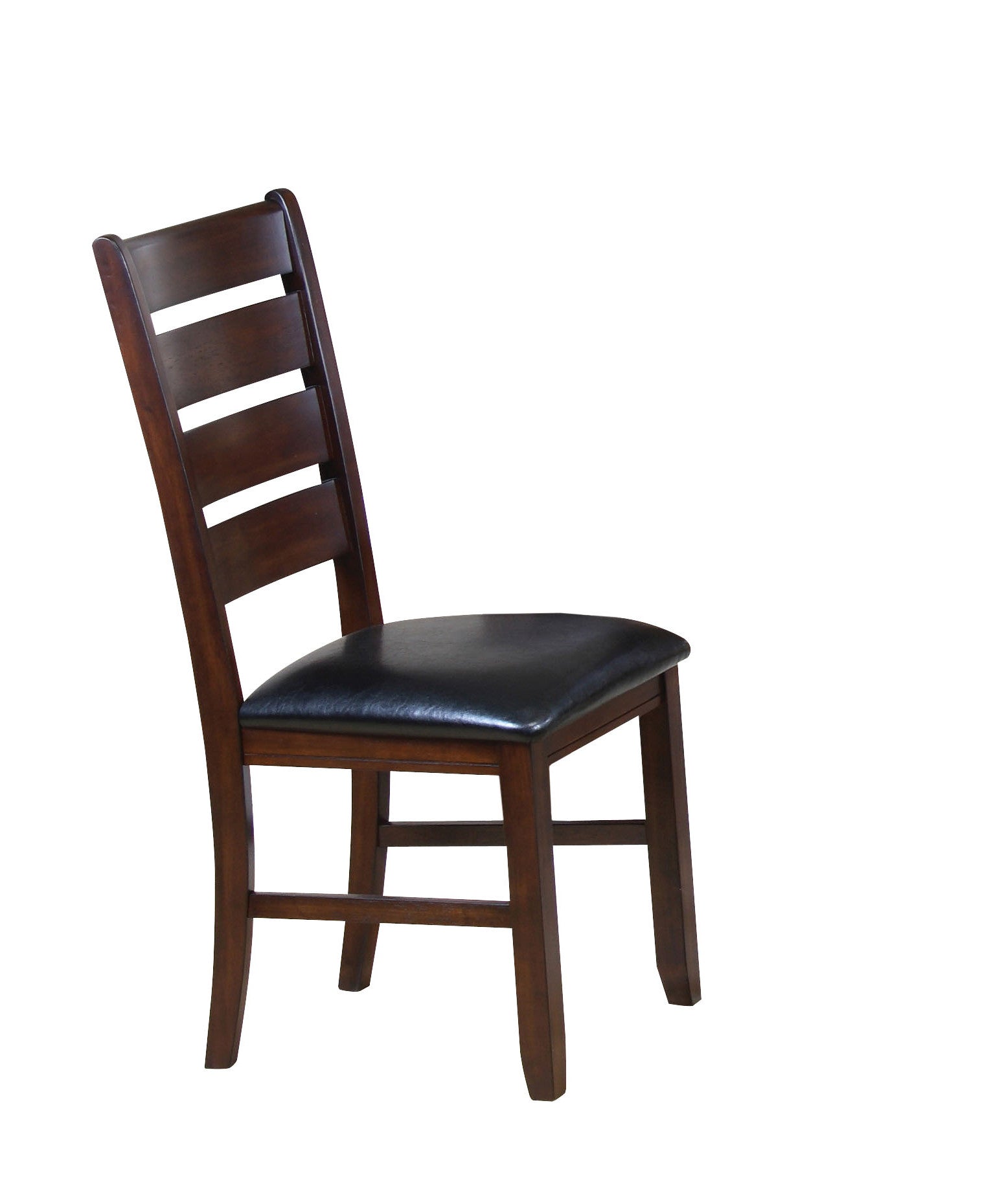 Set of Two Black And Dark Brown Upholstered Faux Leather Slat Back Dining Side Chairs-2