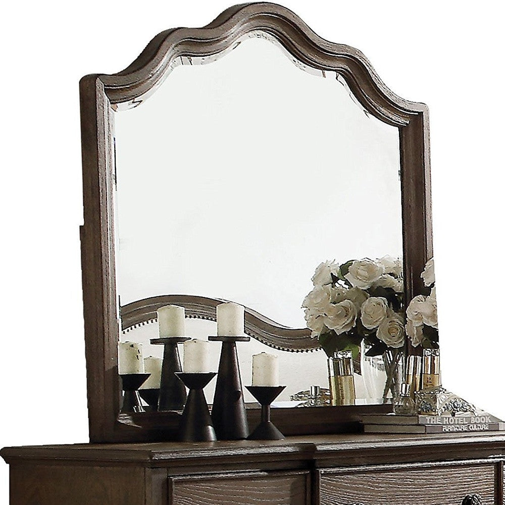 Distressed Grey Finish Beveled Wall Mirror-2