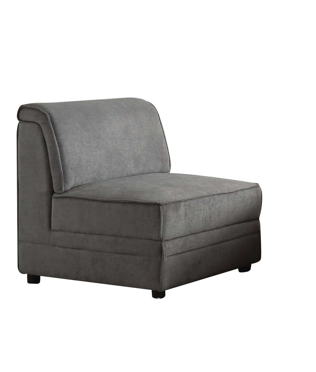 30" Gray and Black Velvet Slipper Chair-1