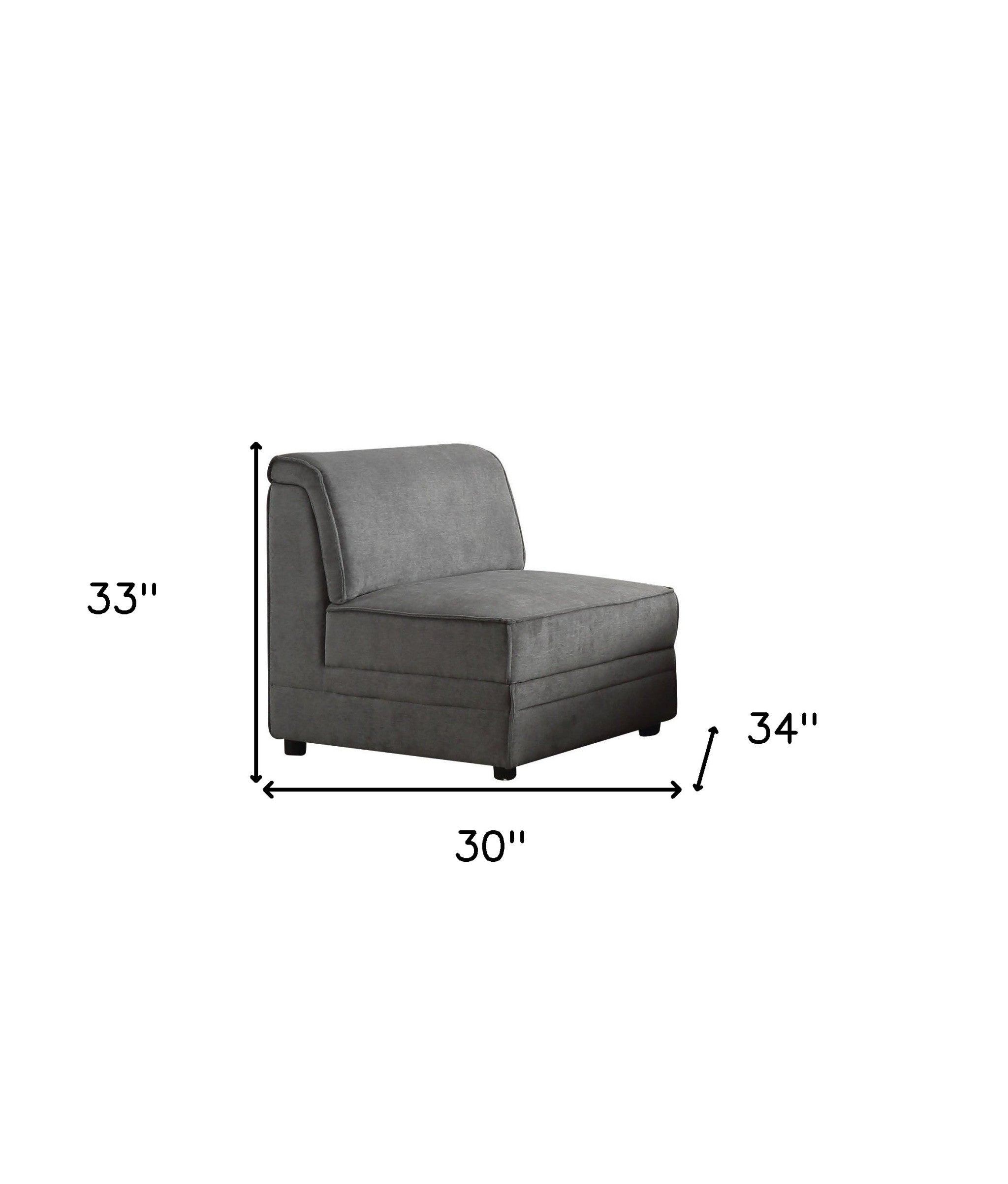 30" Gray and Black Velvet Slipper Chair-4