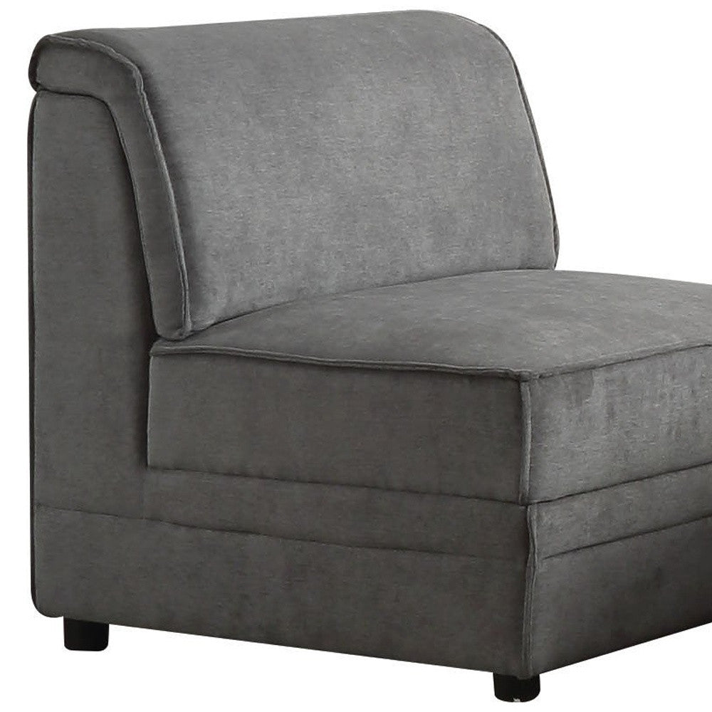 30" Gray and Black Velvet Slipper Chair-2
