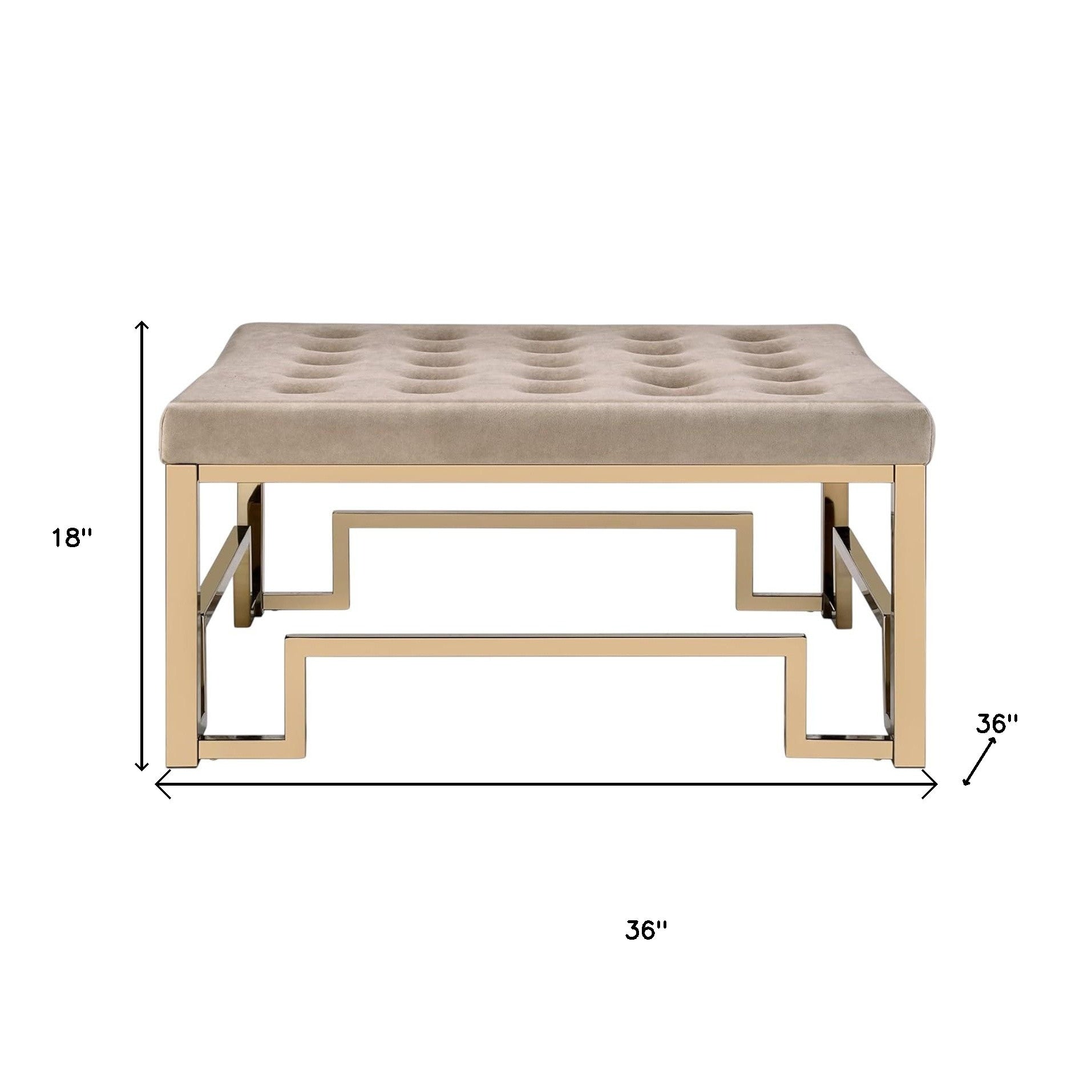 36" Champagne Polyester Tufted Cocktail Ottoman-8