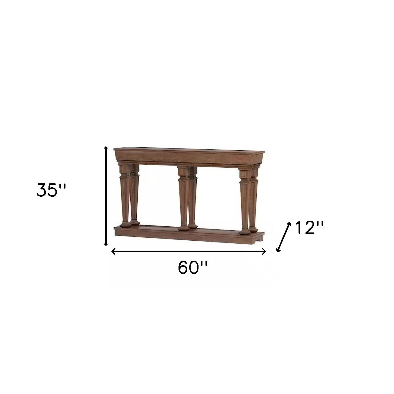 60" Brown Solid Wood Floor Shelf Console Table-5