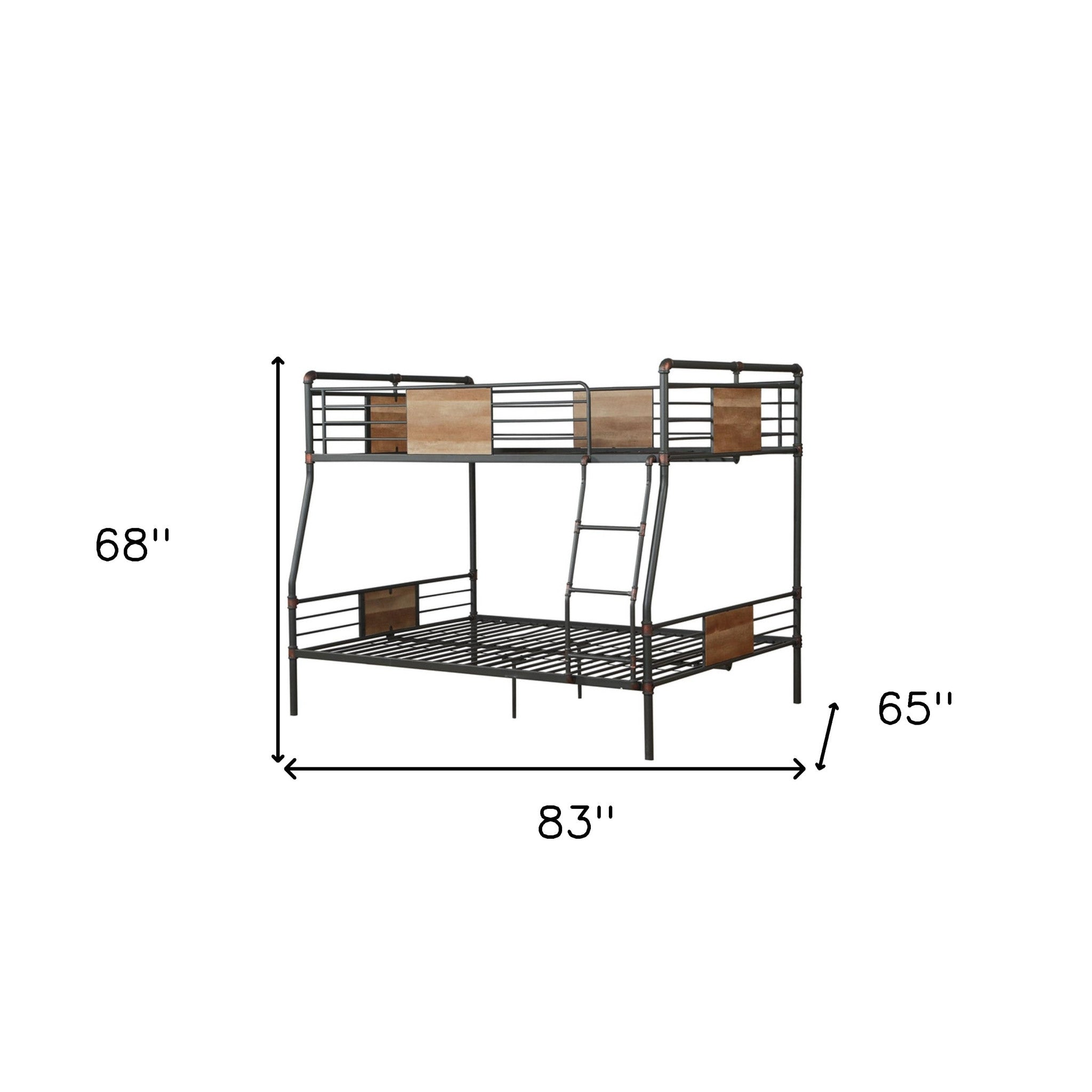 Black And Sand Full XL Over Queen Metal Bunk Bed-5