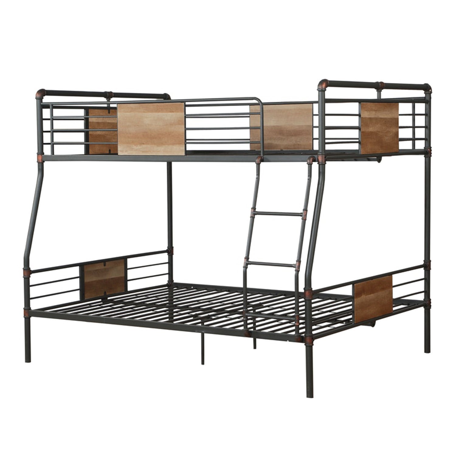 Black And Sand Full XL Over Queen Metal Bunk Bed-1