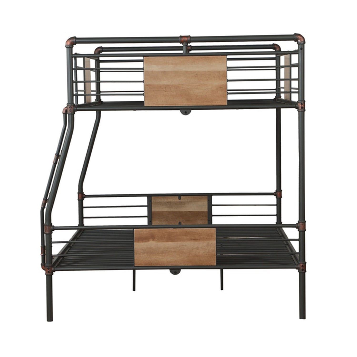 Black And Sand Full XL Over Queen Metal Bunk Bed-2