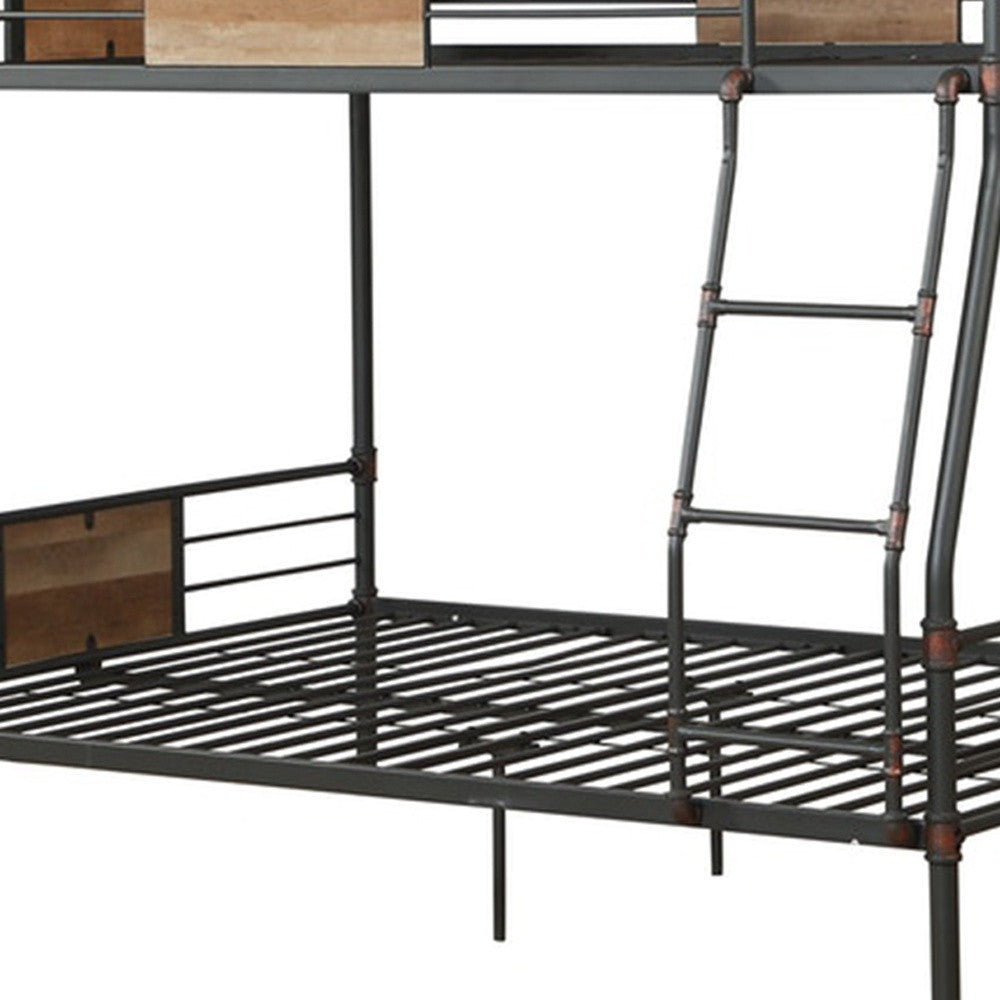 Black And Sand Full XL Over Queen Metal Bunk Bed-3