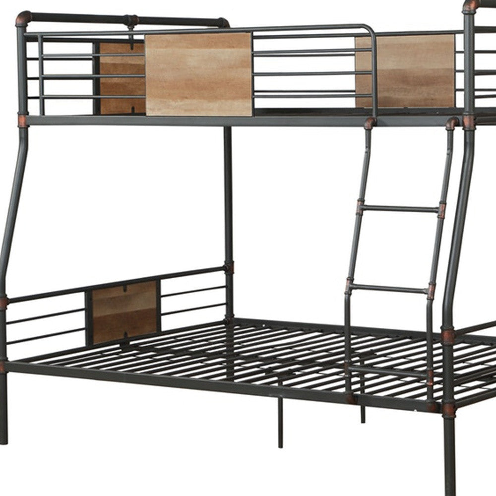 Black And Sand Full XL Over Queen Metal Bunk Bed-4