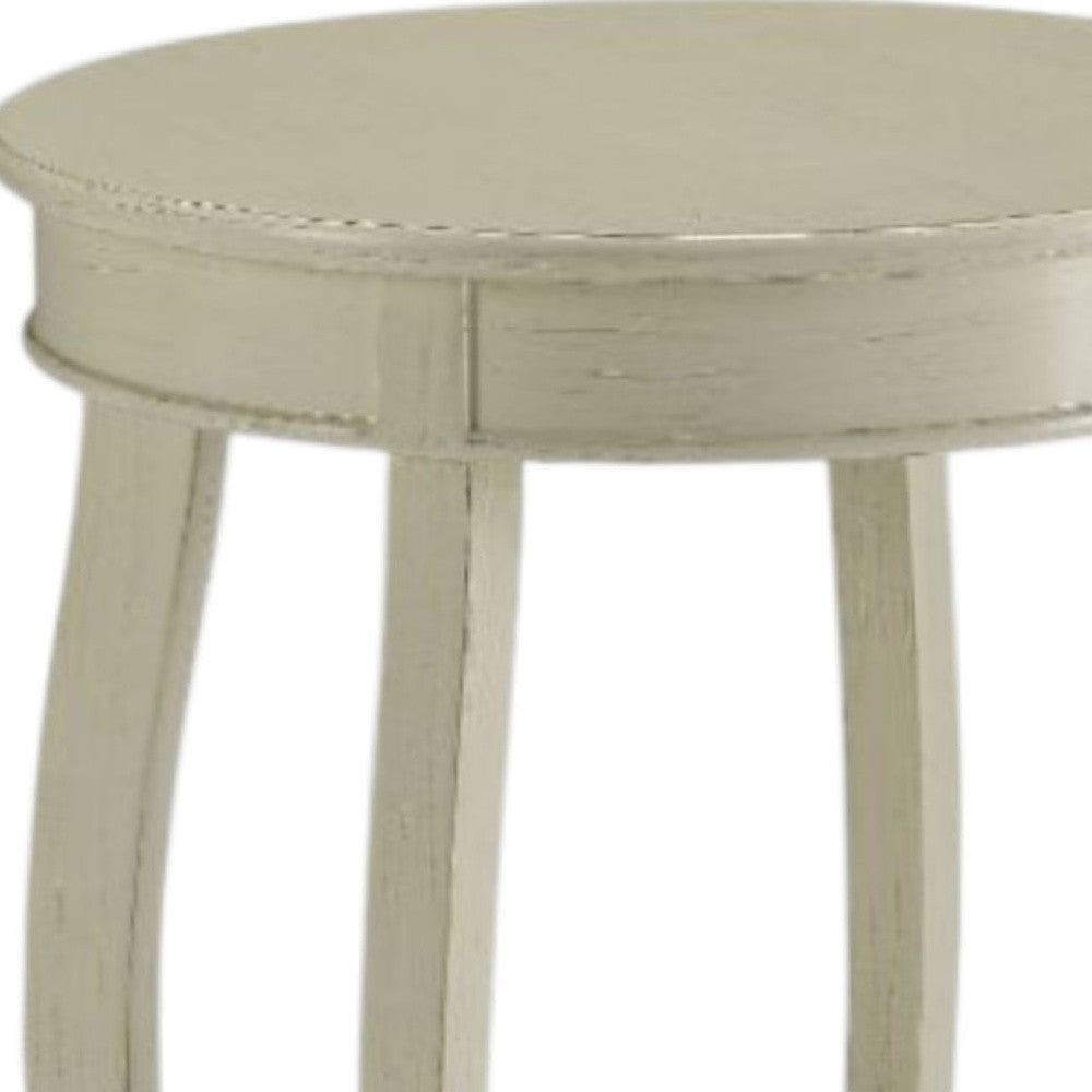 24" White Solid Wood Round End Table With Shelf-3