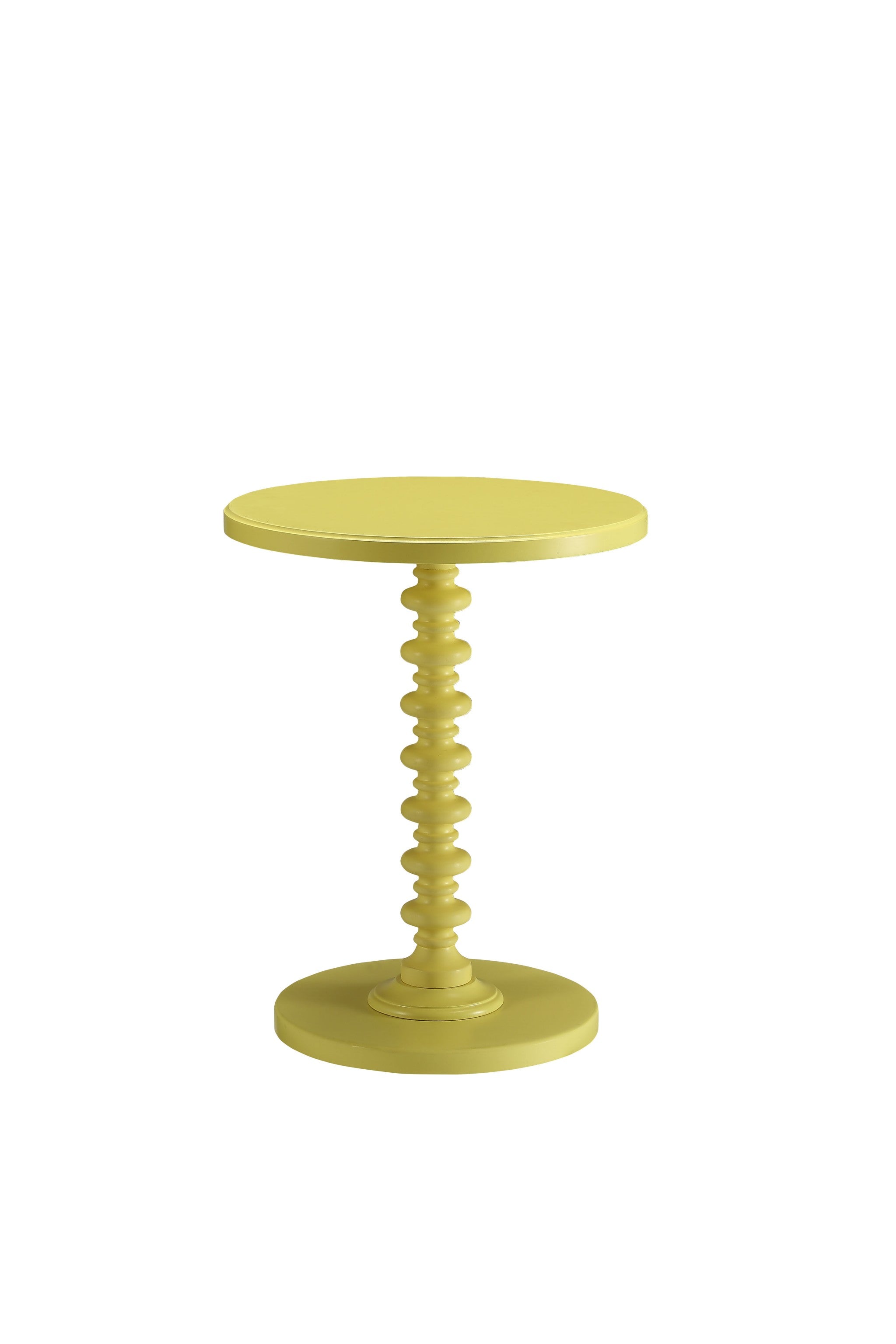 22" Yellow Wood Round Pedestal End Table-1