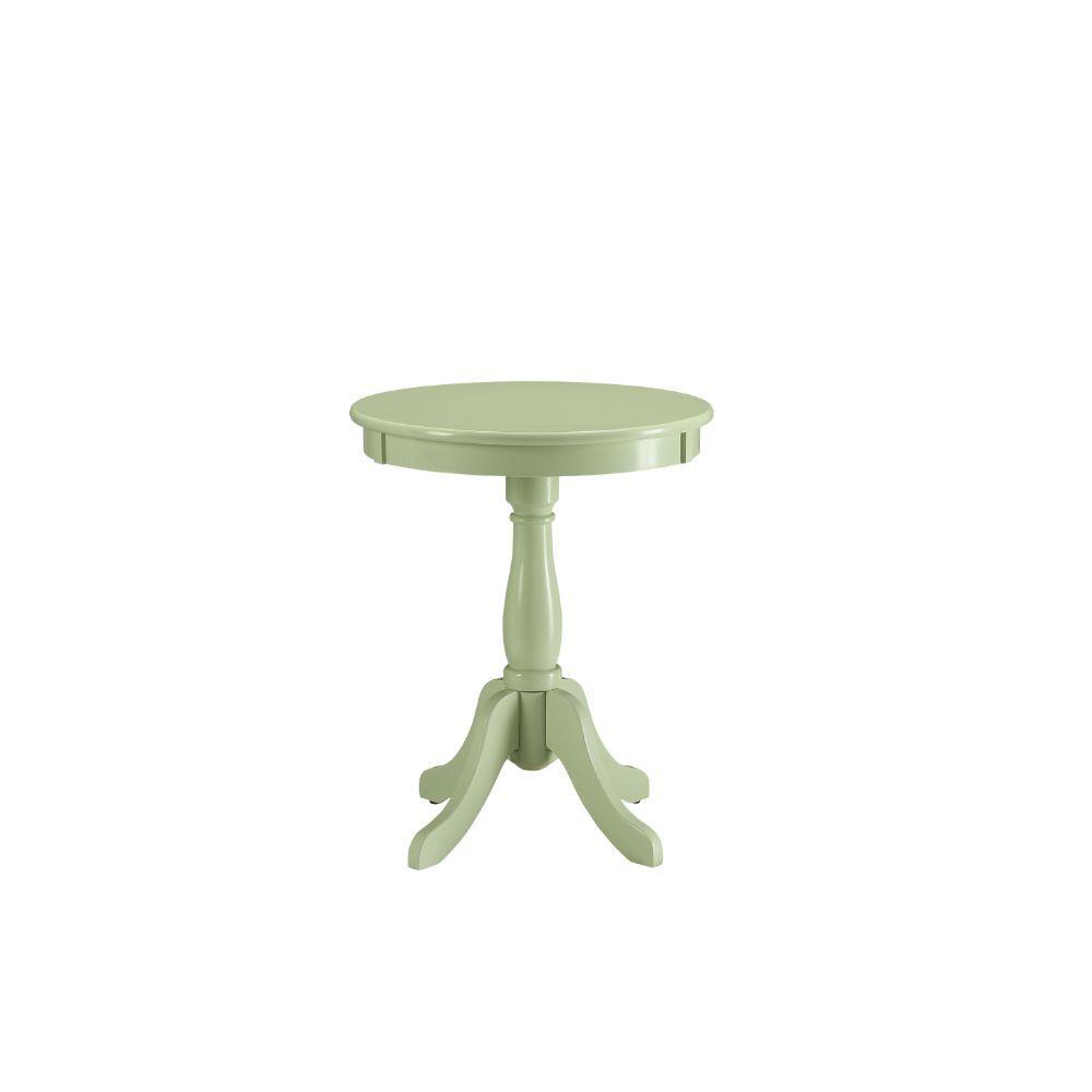 Light Green Solid Wooden Pedestal Side Table-0