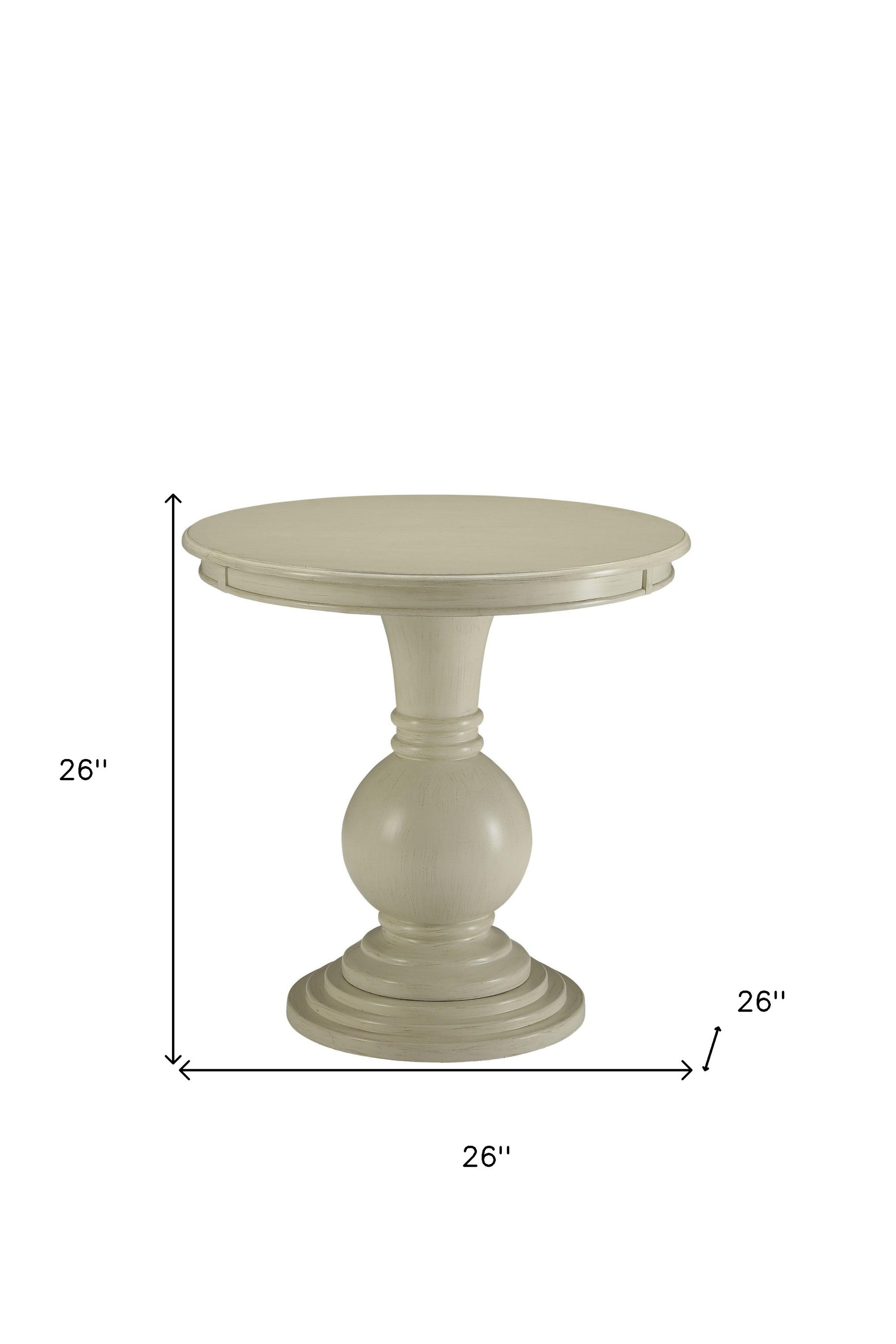 26" White Solid And Manufactured Wood Round End Table-4