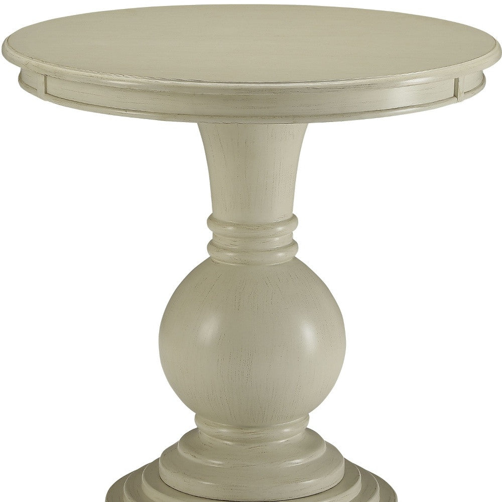 26" White Solid And Manufactured Wood Round End Table-3