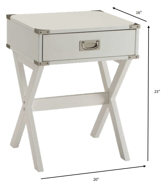 Modern White X Shape Wooden Storage End Table-6