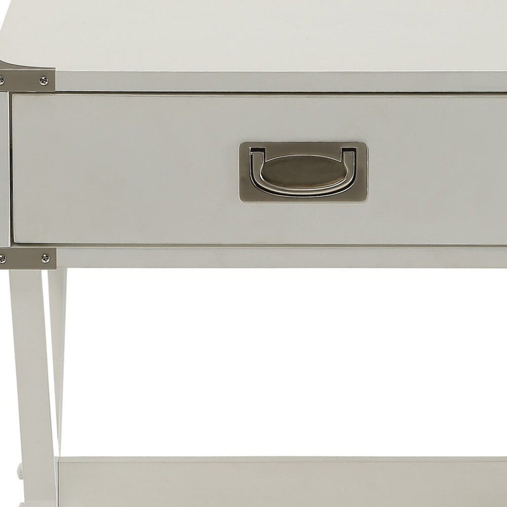 Modern White X Shape Wooden Storage End Table-3