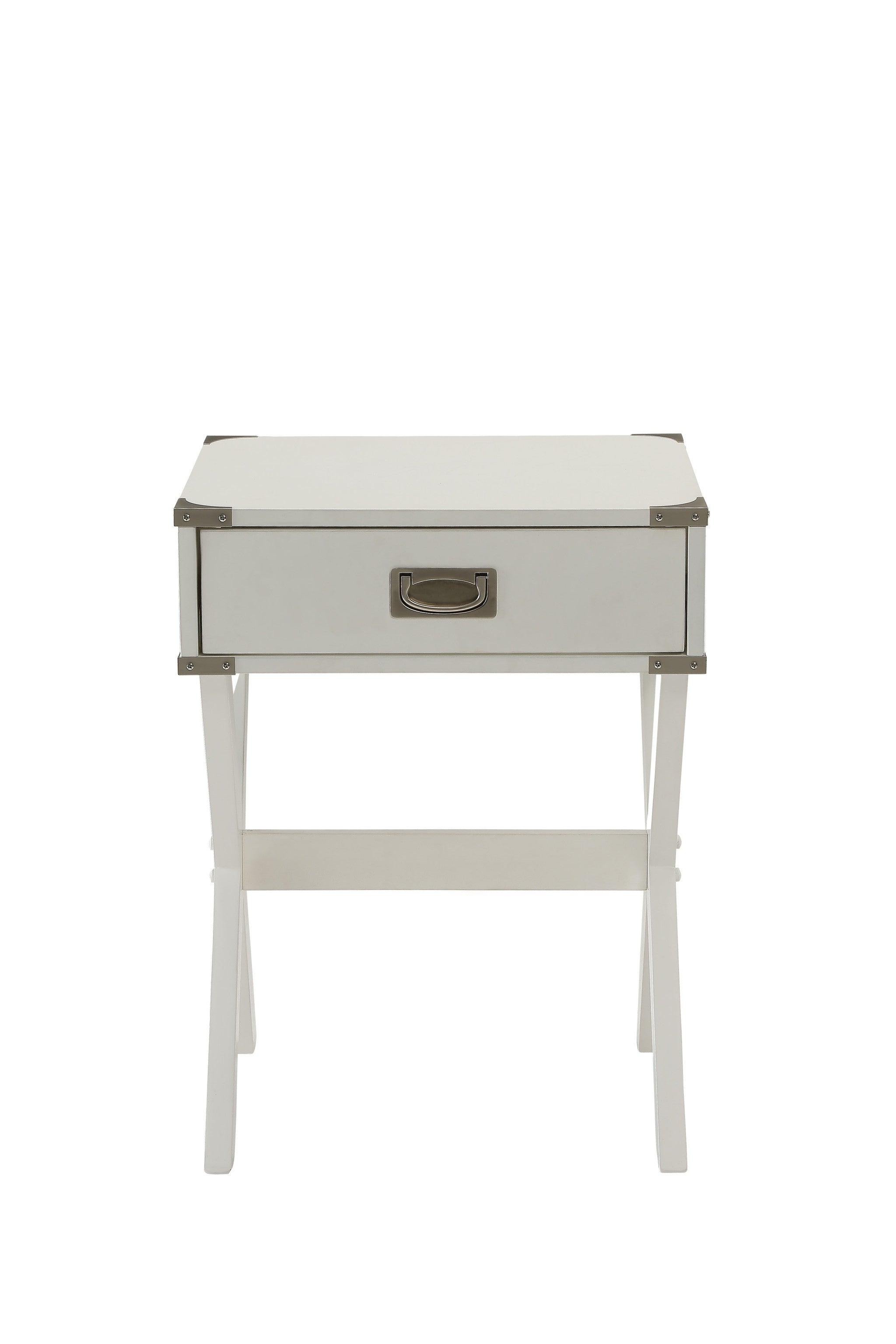 Modern White X Shape Wooden Storage End Table-4