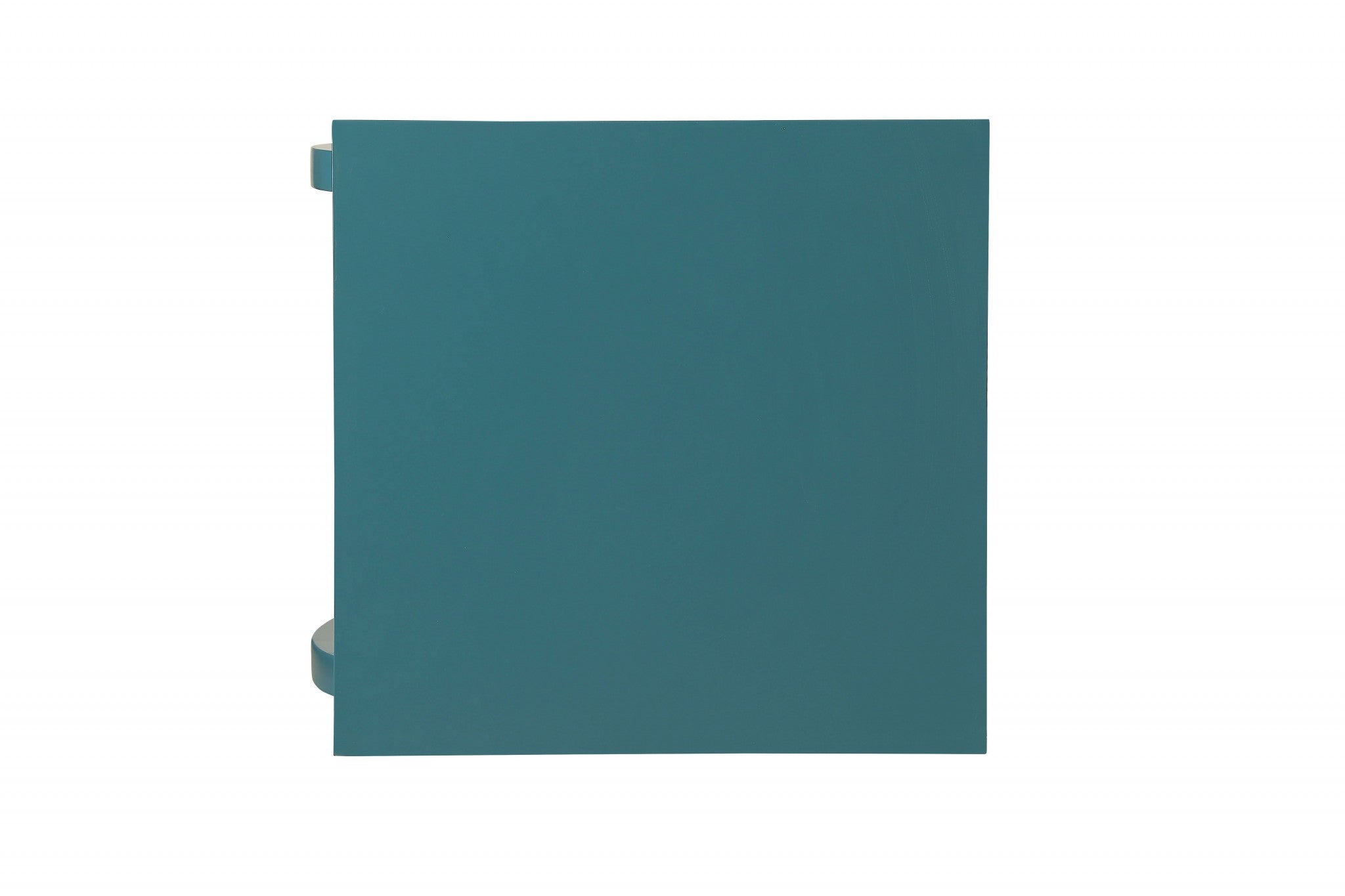 23" Teal Blue Wood Bow Leg End Table With Two Shelves-3