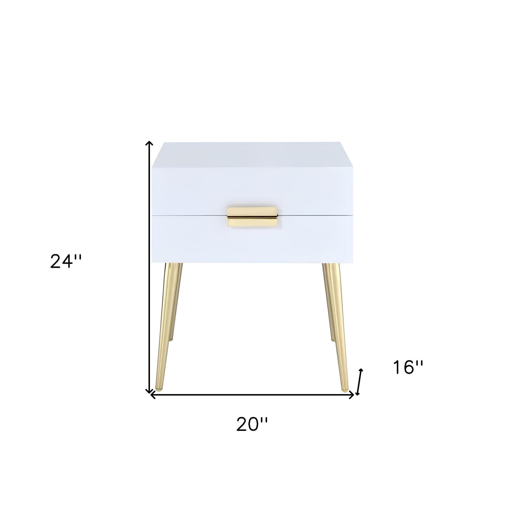 24" Gold And White End Table With Two Drawers-6