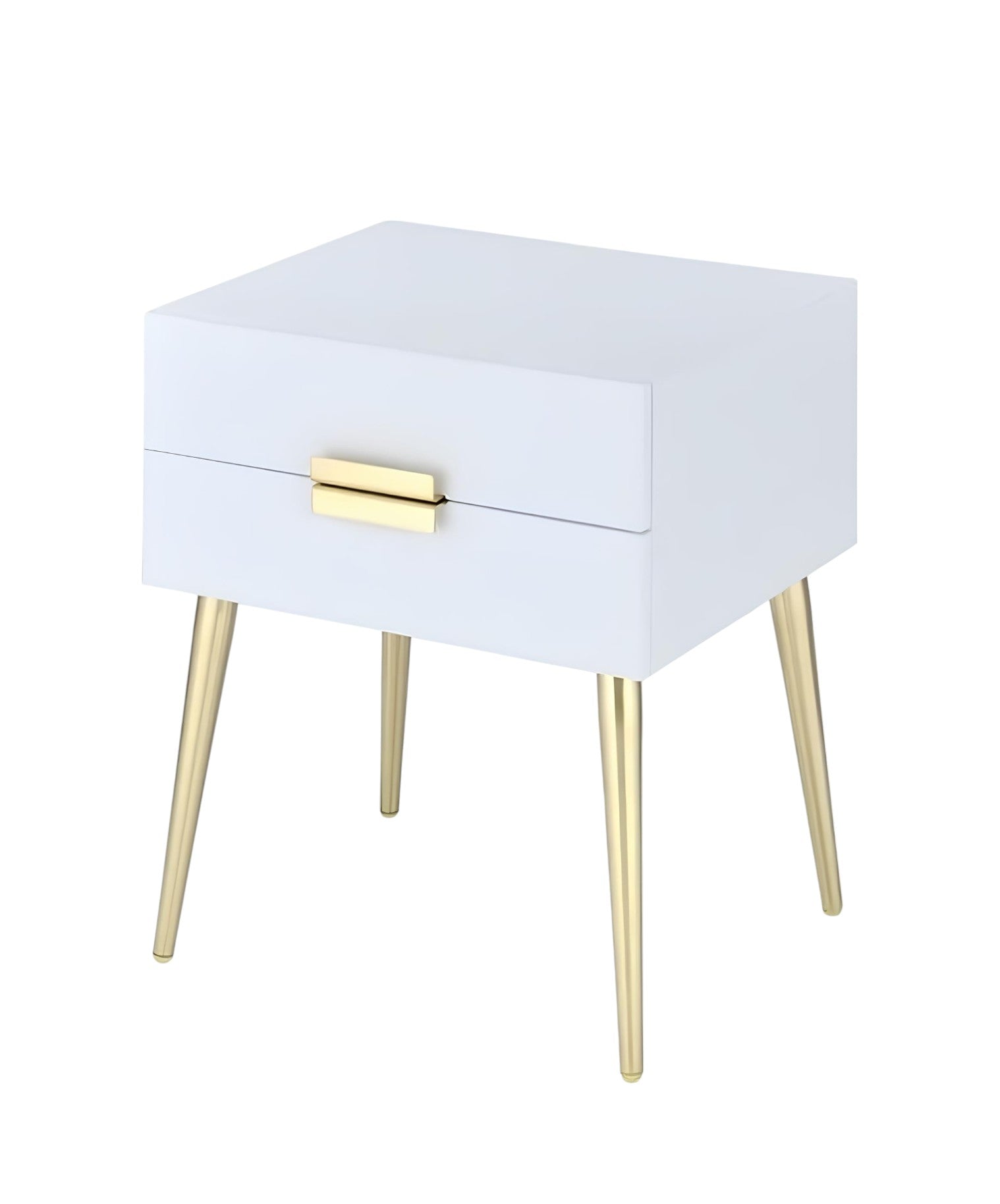 24" Gold And White End Table With Two Drawers-3