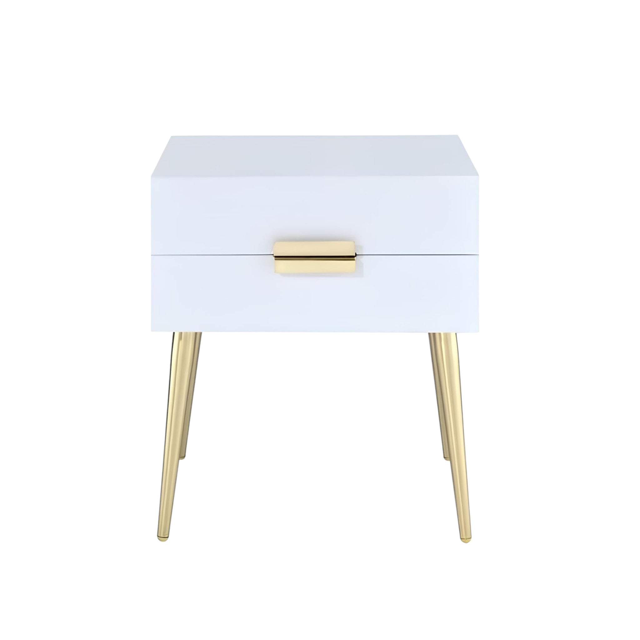 24" Gold And White End Table With Two Drawers-0