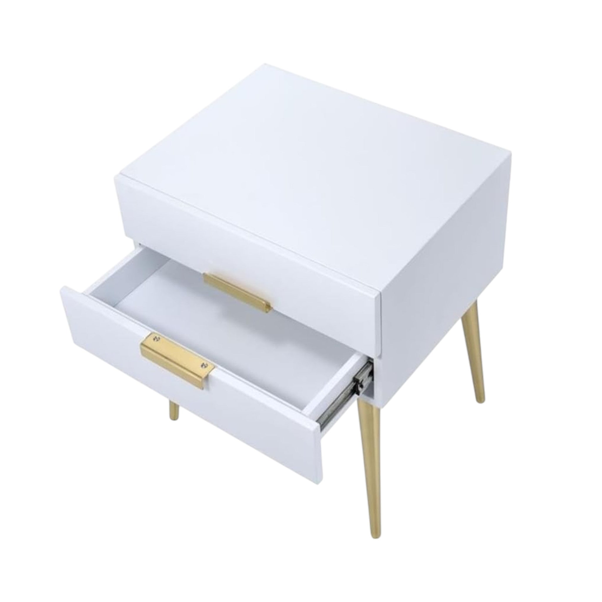 24" Gold And White End Table With Two Drawers-4
