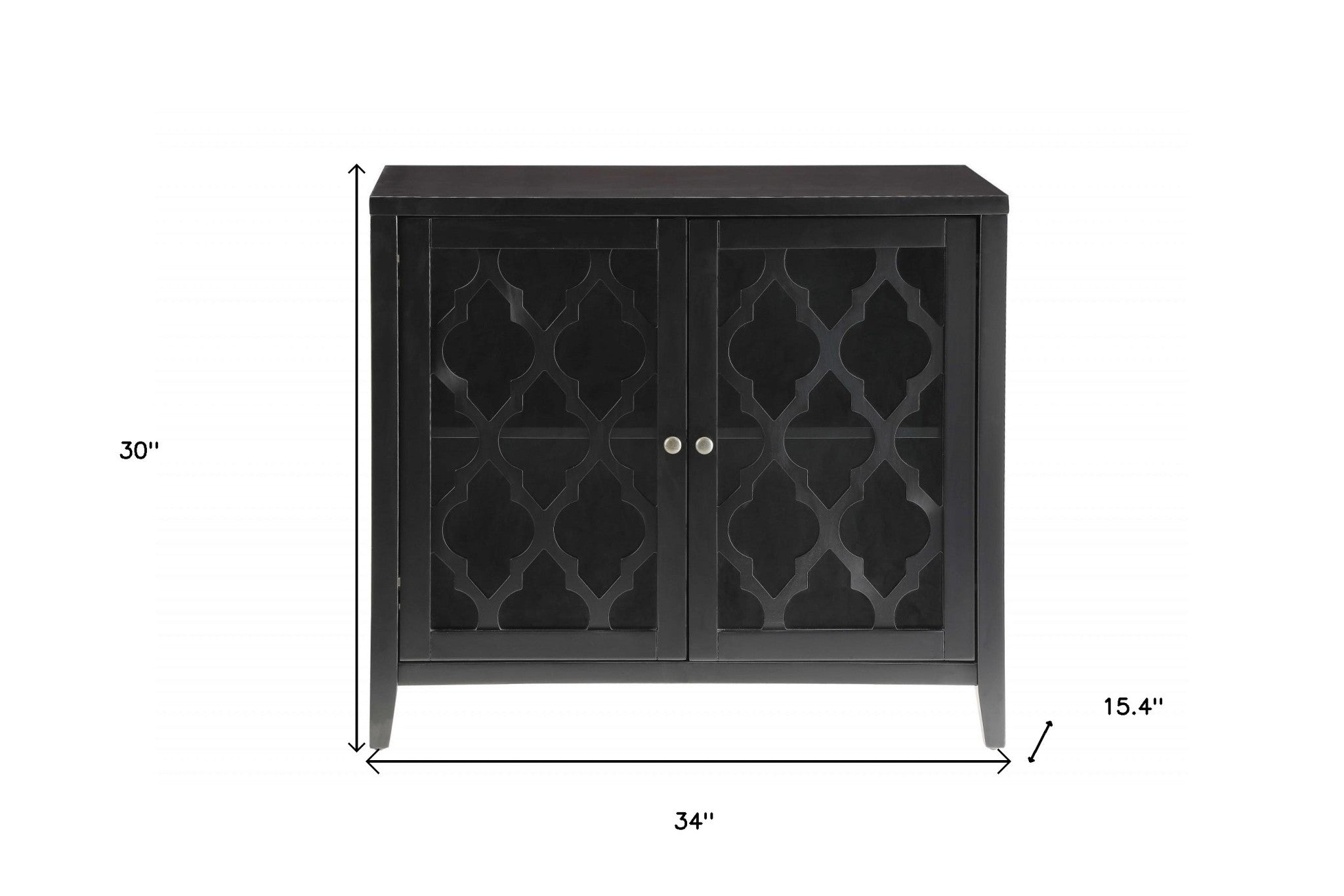 34" Black Sideboard with Two Glass Doors-4