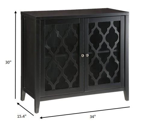 34" Black Sideboard with Two Glass Doors-5