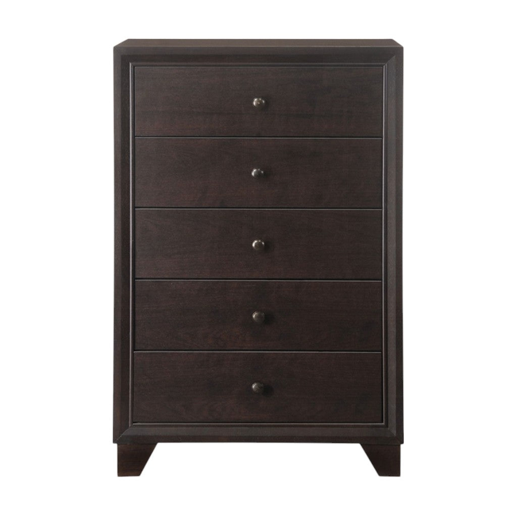 31" Espresso Solid Wood Five Drawer Dresser-1